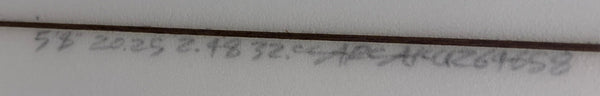 Long, thin strip of paper with printed text on a white background